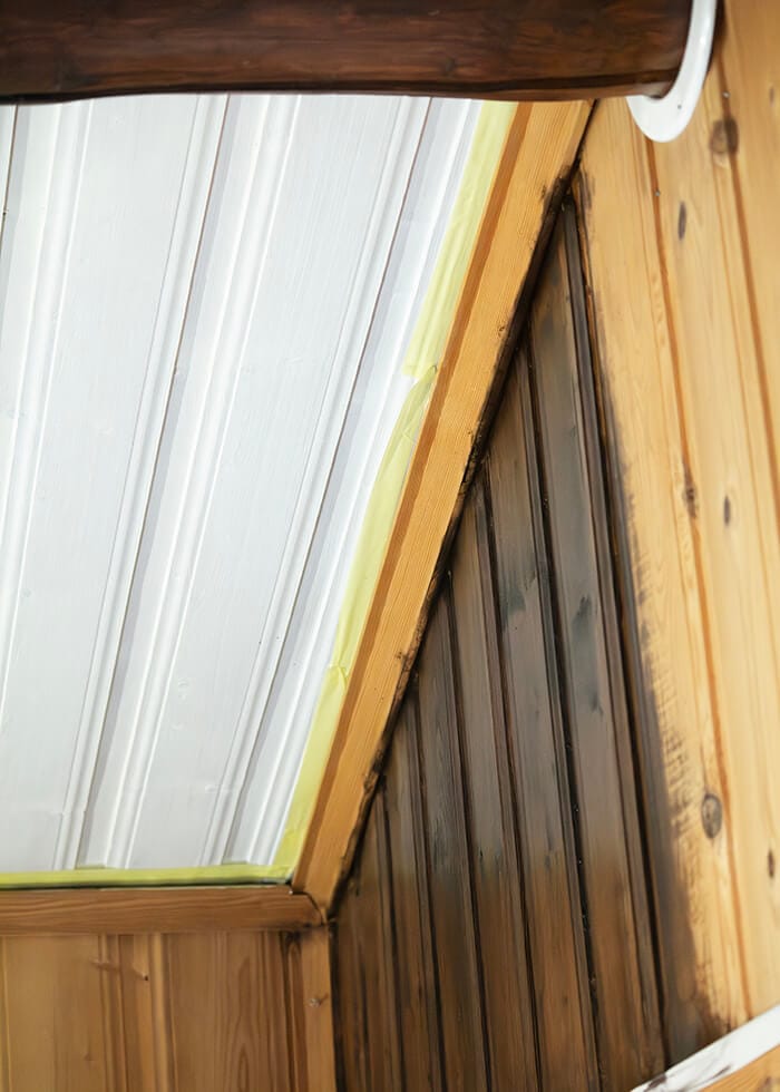 Behandlad vägg med oljebets mot inte behandlad vägg