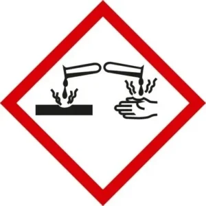 Faropiktogram för frätande ämnen. GHS05